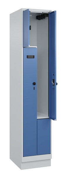 C+P Z-Spind Evolo PLUS, Sockel, 2 Fächer, 1950x400x500mm, 7035/5023, Drehriegel, 049023-122 S10002