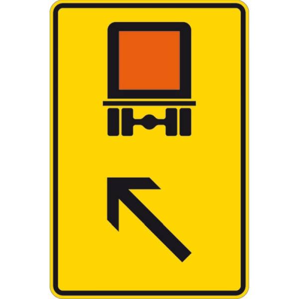 Stein HGS Wegweiser für kennzeichnungspflichtige Fahrzeuge mit gefährlichen Gütern (links einordnen) Nr. 422-13, 900x600mm /RA1/Flachform 2mm, 422-13-211