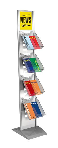 Kerkmann Prospektständer Tec-Art, B 300 x T 400 x H 1660 mm, alusilber, 41633714