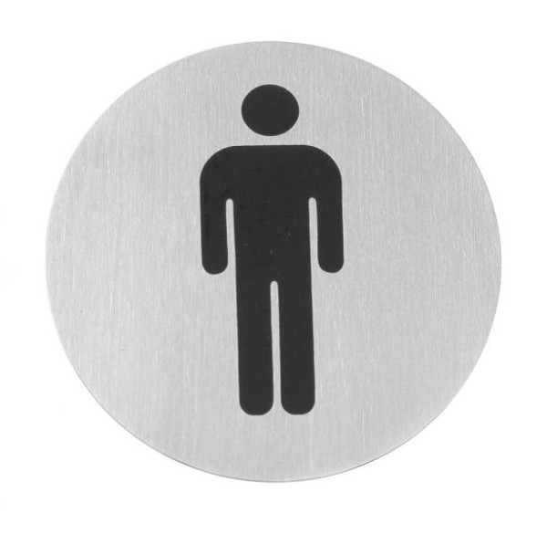 Hendi Türschilder Herren, Ø75 mm, Edelstahl, Doppelklebeband, 663608
