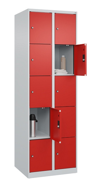 C+P Schließfachschrank Evolo PLUS, 10 Fächer, 1850x600x500mm, 7035/3020, 049000-205 S10005