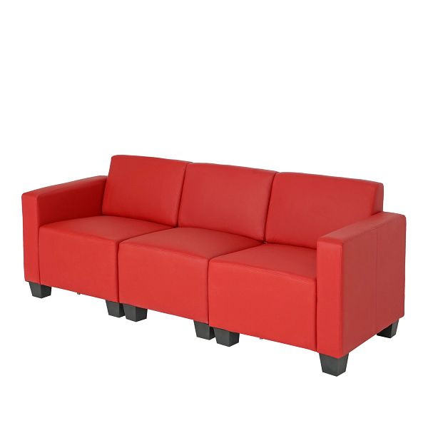 Mendler Modular 3-Sitzer Sofa Couch Lyon, Kunstleder, rot, 21691+21695+21698
