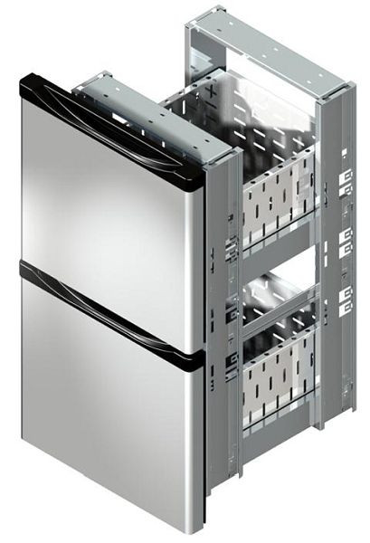 gel-o-mat Schubladenblock für Getränkekühltische 40 cm Türen, Edelstahl, 2 x 1/2 Schubladen, 280KT.20I