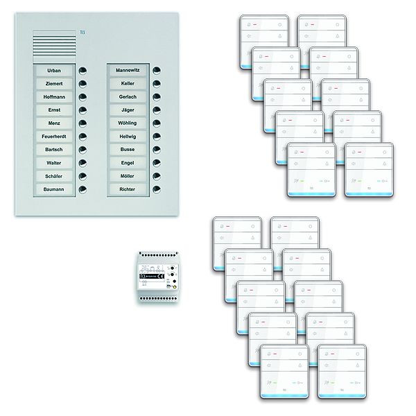 TCS Türkontrollsystem audio:pack UP für 20 Wohneinheiten, Außenstation PUK 20 Klingeltasten 2-spaltig, 20x Freisprecher ISW5010, Steuerung, PPUF20/2-EN/01