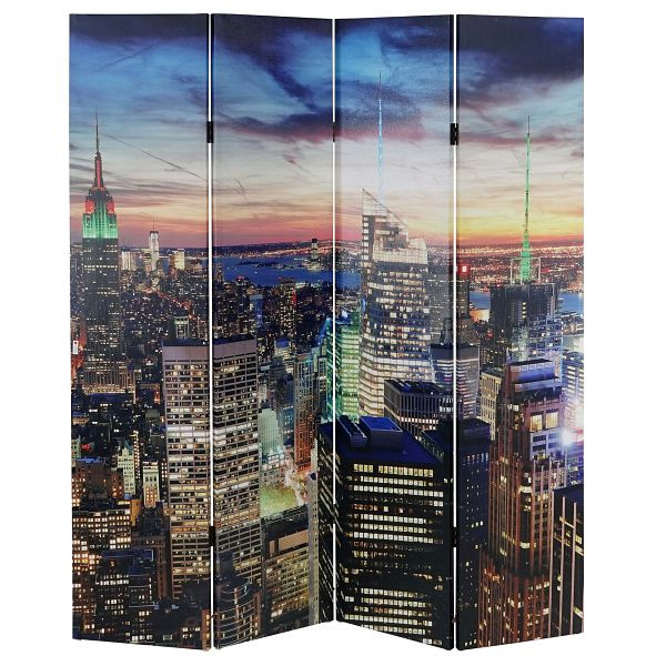Mendler LED-Paravent Trennwand Raumteiler New York, Timer, netzbetrieben 180x160cm, 28 LEDs, 34101