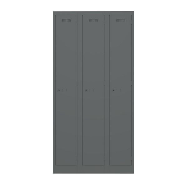 Bisley Garderobenschrank Primary Locker, 3 Abteile, 634 anthrazitgrau, PL3050T1634