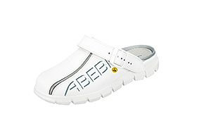 ABEBA ESD-Berufsschuhe Dynamic Clog weiß mit Aufdruck ESD, OB, Fersenriemen klappbar, verstellbar, Glattleder, 37310-47