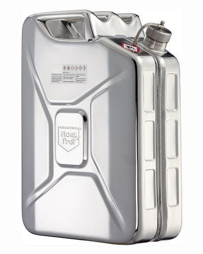 DENIOS Edelstahlkanister mit Schraubkappe und Überdruckventil, 20 Liter Volumen, 117340