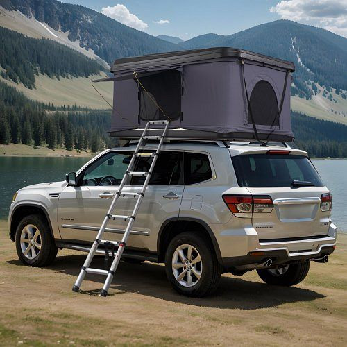 VEVOR Dachzelt Hartschale 2-3 Personen Wasserdicht für Jeep SUV Truck Leiter, CDZPYTSKYTSK51QR3V9