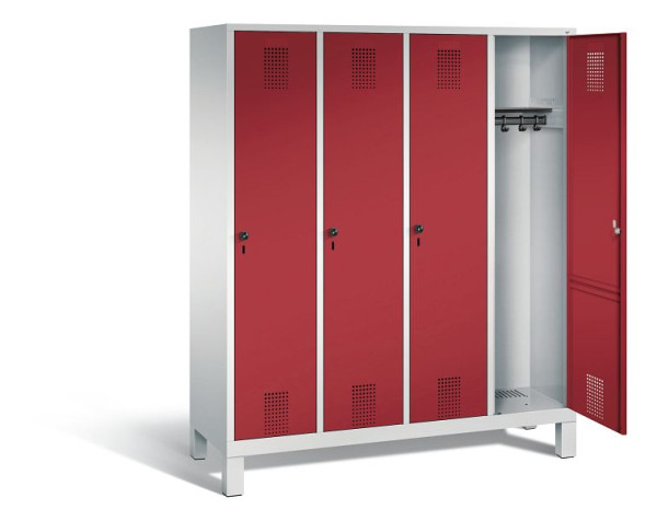 C+P Garderobenschrank Evolo, H1850xB1590xT500mm, Farbe: Lichtgrau / Rubinrot, 48010-42 S10049