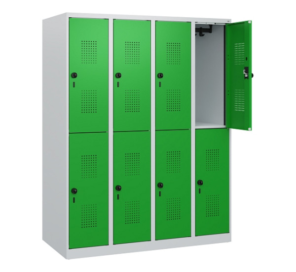 C+P Doppelstöckiger Spind Evolo PLUS, 8 Fächer, 1530x1200x500mm, 7035/6037, Drehriegel, 0493005-40 S10011