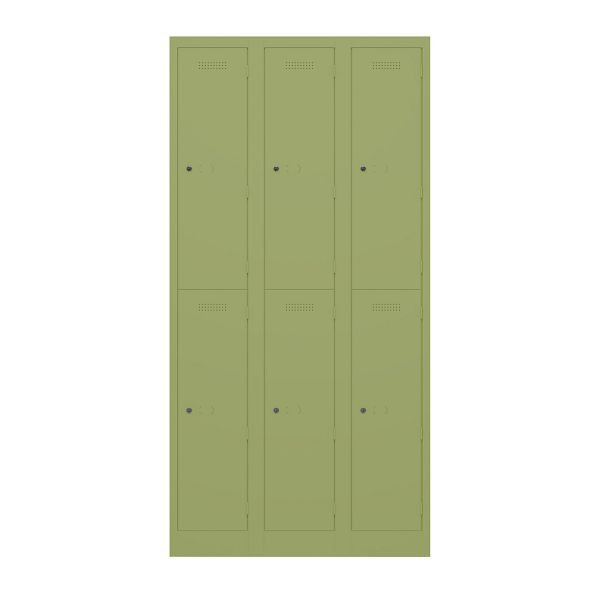 Bisley Garderobenschrank Primary Locker, 3 Abteile mit je 2 Fächern übereinander, 604 grün, PL3050T2604