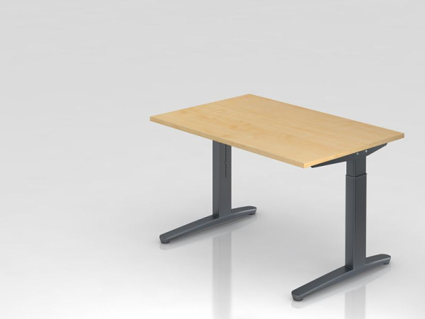 Hammerbacher Schreibtisch C-Fuß 120x80cm Ahorn/Graphit, Rechteckform, VXB12/3/GG