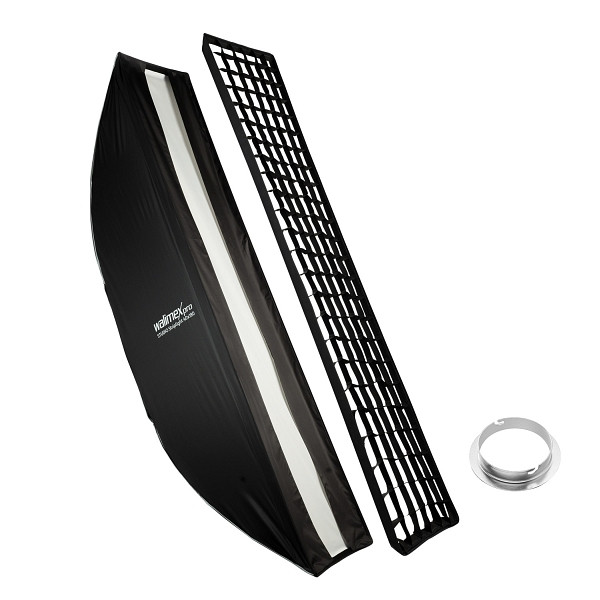 Walimex pro Studio Striplight Softbox 40x180cm + Softboxadapter für Elinchrom (Außendurchmesser: 15,2 cm), inkl. Grid, Maske, 1023463