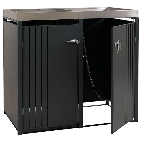 Mendler 2er-Mülltonnenverkleidung HWC-O67, Mülltonnenbox mit Pflanzkasten, Metall 125x132x84cm 55kg, anthrazit, 122366+122367