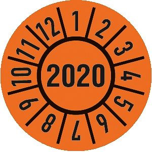 Moedel Prüfplakette Jahr 2020 mit Monaten, Folie, Ø 25 mm, VE: 500 Stück/Rolle, 99913