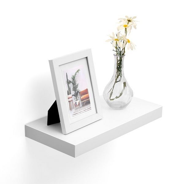 VASAGLE Schwimmendes Regal, Wandregal für Bücher, Fotos, Sammlerstücke, wandmontiertes Büroregal, 40 x 20 x 3,8 cm, MDF, weiße, LWS24WT