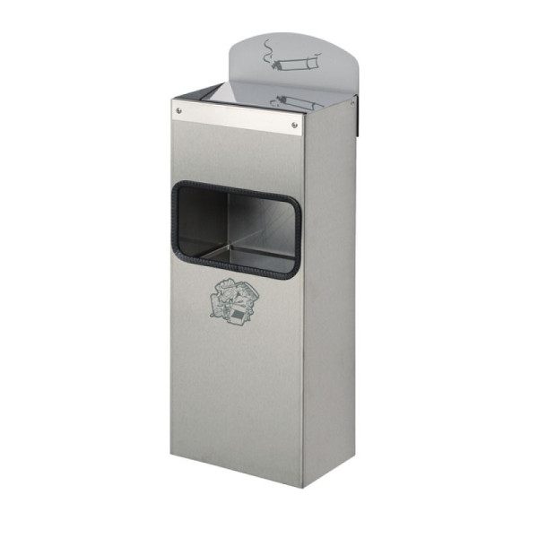 Stein HGS Kombiascher -Cubo Pura- 4 Liter aus Edelstahl, mit 0,8 L Ascher, zur Wandmontage, 16723