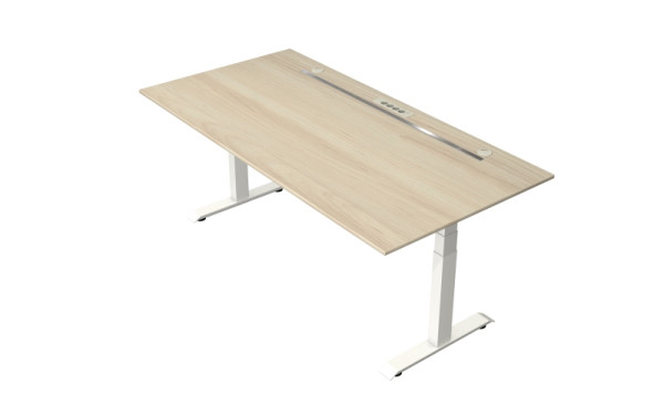 Kerkmann Steh-/Sitztisch Move boost 4 2000 X 1000 elektrisch höhenverstellbar von 640-1290 mm, Weiß/Ahorn, 10430950