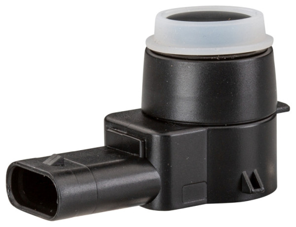 HELLA Sensor, Einparkhilfe, gewinkelt, 3-polig, gesteckt, lackierbar, mit Befestigungsring, 6PX 358 141-071