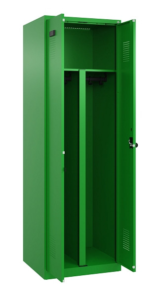 C+P PSA Schwarz-Weiß-Spind Evolo PLUS, 2 Abteile, 1850x600x500mm, 6037/6037, Drehriegel, 049002-20P S10026