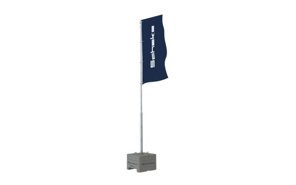 Schake Fahnenmast-Set 6m, bestehend aus: 1x Betonaufstellvorrichtung, 1x Stahlmast 6,0m, verzinkt, 1x Fahnenausleger, 3531F-SET