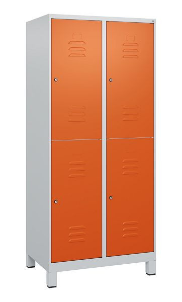 C+P Doppelstöckiger Spind Classic PLUS, Füße, 2 Abteile, 1800x800x500mm, 7035/2004, Zylinderschlösser, 0803107-22 S10063