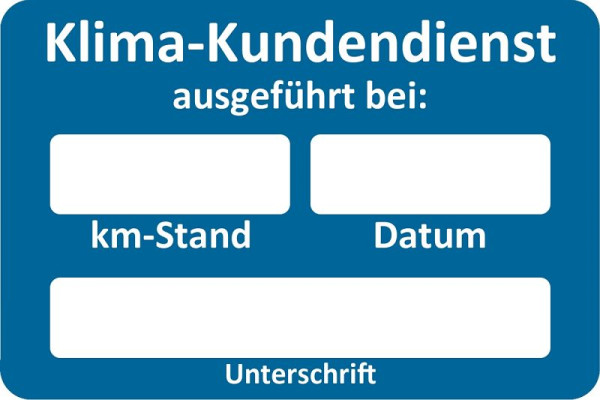 Eichner Kundendienst-Aufkleber, Blau, Text: Klima-Kundendienst ausgeführt bei, VE: 250 Stück, 9220-00056