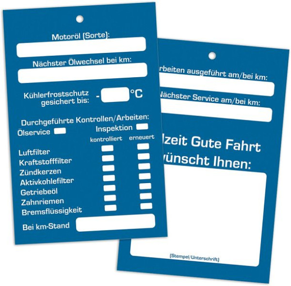 Eichner Inspektionsanhänger, Verpackungseinheit: 100 Stück, 9220-00095
