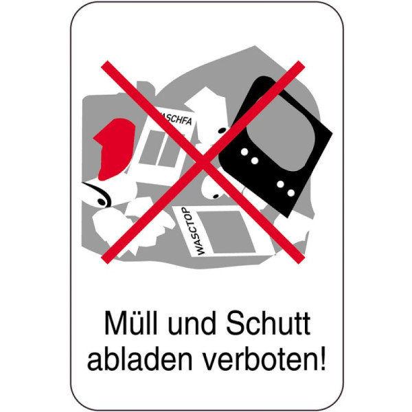 Stein HGS Sonderschild, Müll und Schutt abladen verboten!, 400 x 600 mm, 14929