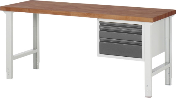 RAU Werkbank höhenverstellbar 7126I1, B2000xT700xH790-1140mm, 3xSchubladen-TA, 03-7126I1-207BR4H-Z.942
