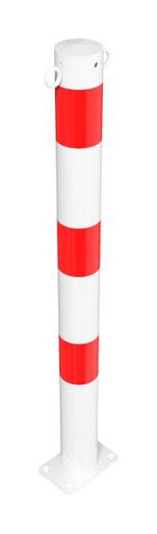 Schake Absperrpfosten Stahlrohr Ø 76 x 2,6 mm ortsfest, für Dübel Befestigung, feuerverzinkt und weiß beschichtet, 2 Ösen, 476PB/2