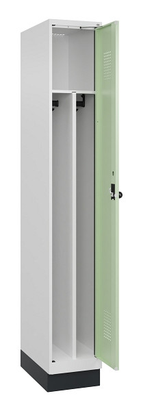 C+P Spind Evolo PLUS, mit Sockel, 1 Abteil, 1950x300x500mm, 9016/6019, Verschluss Drehriegel, 049020-10F S10019