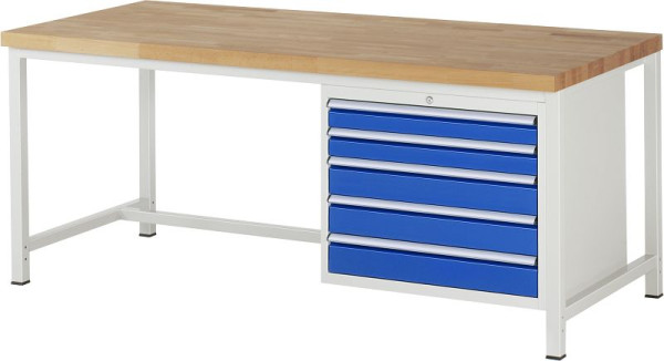 RAU Werkbank Serie 8000 - Modell 8271, B2000 x T900 x H840-1040 mm, Systemunterbau B1995 x T850 x H800-1000 mm, 03-8271A1-209B4H.11