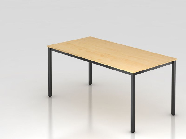 Hammerbacher Besprechungstisch 160x80cm Ahorn/Schwarz eckig, Rechteckform, VDQ16/3/D