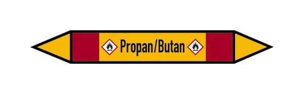 Schilder Klar Rohrleitungskennzeichen Propan/Butan, 100x15 mm Folie selbstklebend, 101561/30