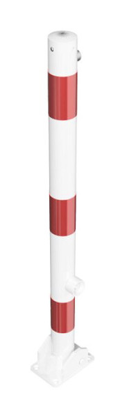 Schake Absperrpfosten Stahlrohr Ø 60 x 2,5 mm umlegbar mit Dreikantverschluss, feuerverzinkt und weiß beschichtet, 460FUB