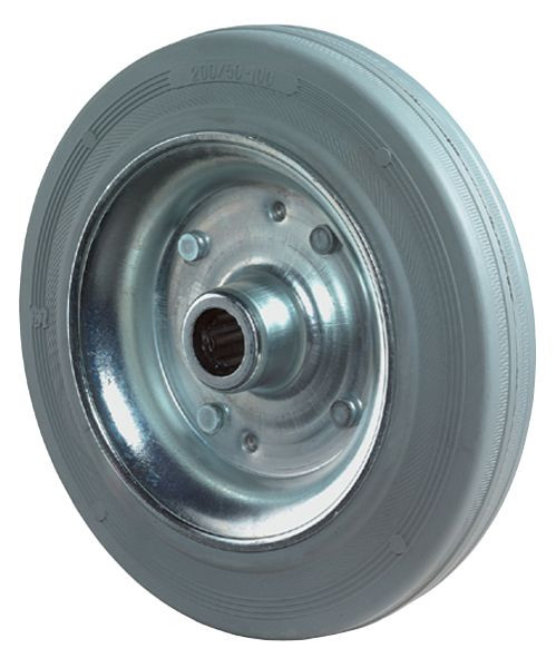 BS Rollen Gummirad, Rad-Breite 37 mm, Rad-Ø 125 mm, Tragfähigkeit 100 kg, Lauffläche Gummi grau, Rollenlager, VE: 4 Stück, B56.125