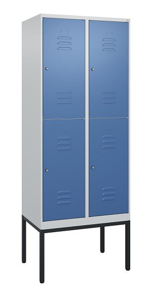 C+P Doppelstöckiger Spind Classic PLUS, Gestell, 2 Abteile, 2120x800x500mm, 7035/5023, Zylinderschlösser, 0803307-22 S10020