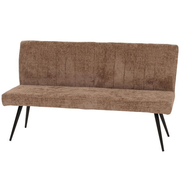 Mendler Sitzbank HWC-K16, Esszimmerbank Bank Polsterbank, Rückenlehne Stoff/Textil Chenille Metall 160cm, braun, 108188+108189
