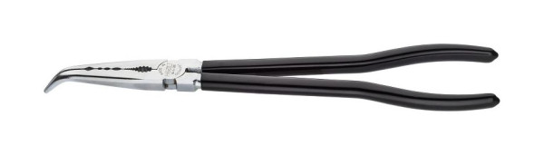 Hazet Flachrund-Zange, Extra lang, Flachrunde Form, Gebogene Ausführung (45°), Griffe tauchbeschichtet, 1841B-280