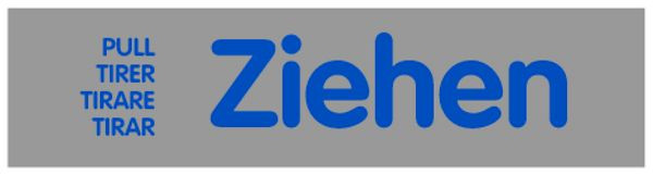Schilder Klar Ziehen, mehrsprachig, 160x40x1 mm Kunststoff, 45001/72