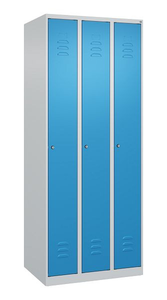 C+P Umkleidespind Classic PLUS, 3 Abteile, 1850x750x500mm, 7035/5012, Zylinderschlösser, 080000-39 S10023
