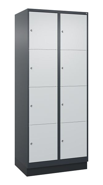 C+P Schließfachschrank Classic PLUS, Sockel, 2 Abteile mit je 4 Fächern, 1950x800x500mm, 7016/7035, 080020-224 S10016