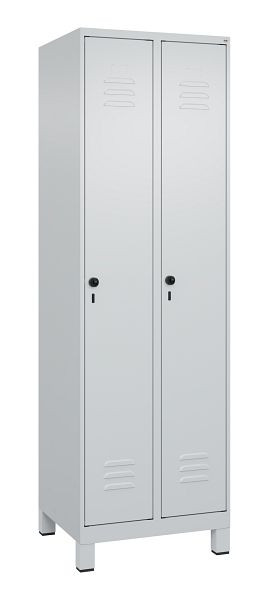 C+P Umkleidespind Classic PLUS, Füße, 2 Abteile, 1950x600x500mm, 7035/7035, Drehriegel, 080010-20 S10029