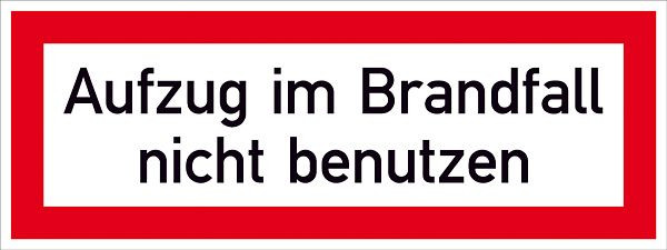 SafetyMarking Hinweisschild für die Feuerwehr, Aufzug im Brandfall nicht benutzen, BxH 14,8x5,2 cm, Aluminium, 11.2883
