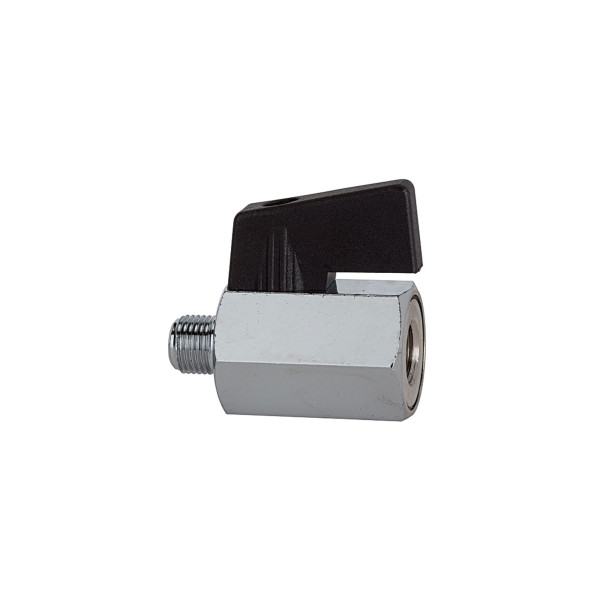 Riegler Mini-Kugelhahn, glatte Oberfläche, Messing vernickelt, G 3/4 IG/AG, DN 13,5, 134873