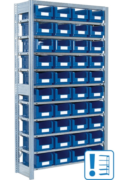 BITO Behälterregal mit 40SK 1849x908x324 Anbaufeld verzinkt lose FP, 53042