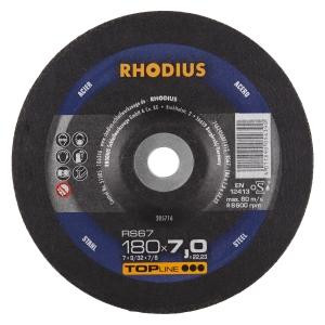 Rhodius TOPline RS67 Schruppscheibe, Durchmesser [mm]: 180, Stärke [mm]: 7, Bohrung [mm]: 22.23, VE: 10 Stück, 205716
