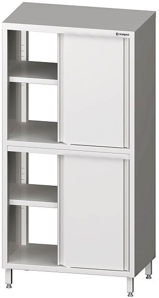 Stalgast Durchreiche-Hochschrank mit Schiebetüren, 900x500x2000 mm, mit zwei Schrankräumen, verschweißt, VHK09516